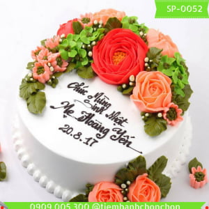 Bánh kem bông kem hoa hồng tặng Mẹ hoặc tặng bánh sinh nhật vợ  hoặc tặng bạn gái  MS 0052