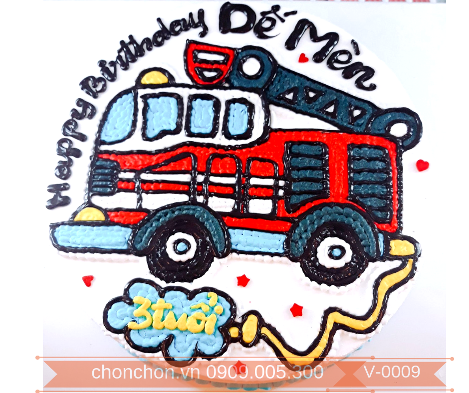Bánh sinh nhật vẽ hình xe cứu hỏa: Chiếc bánh sinh nhật vẽ hình xe cứu hỏa này thực sự tinh tế và ấn tượng. Với hình ảnh chiếc xe số 1 đầy cảm hứng, chiếc bánh này không chỉ thơm ngon và mềm mịn mà còn khiến cho bữa tiệc sinh nhật của bạn trở nên tuyệt vời hơn bao giờ hết.