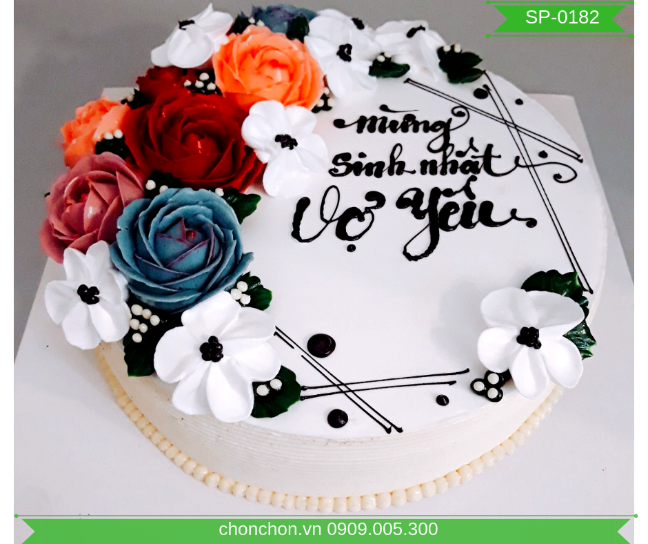 Bánh sinh nhật bắt bông hoa dành tặng vợ MS SP0182  Tiệm Bánh Chon Chon