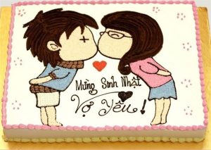 Bánh sinh nhật tặng vợ bước đầu để chuẩn bị tiệc sinh nhật lãng mạn.