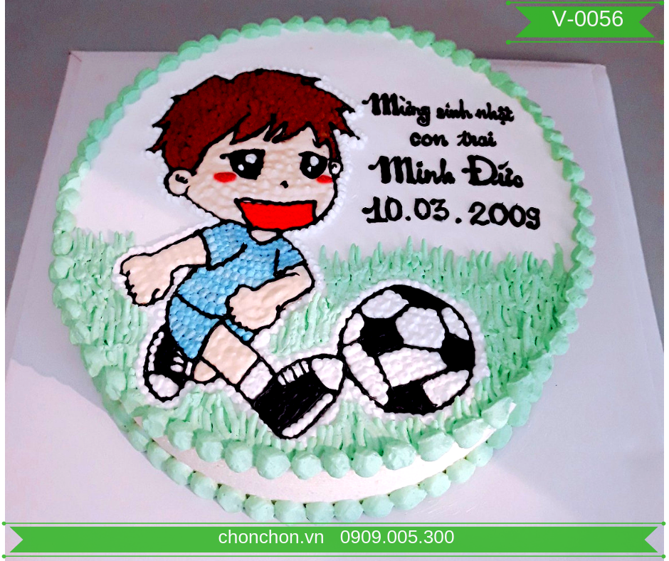 Bánh sinh nhật vẽ hình bé trai đang đá bóng dễ thương MS V-0056 - Tiệm Bánh  Chon Chon