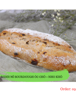 Bánh mì nguyên cám men nuôi tự nhiên hạt óc chó, nho khô